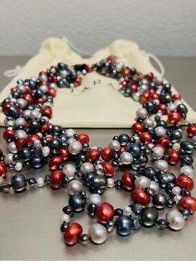 NWT TARA Pearls 6 Multi-Strand Multi-Colored Cultured Tahitian Pearl Necklace